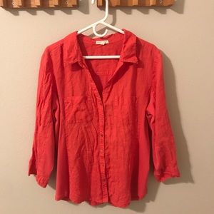Eileen Fisher Linen Cotton Button Up XL